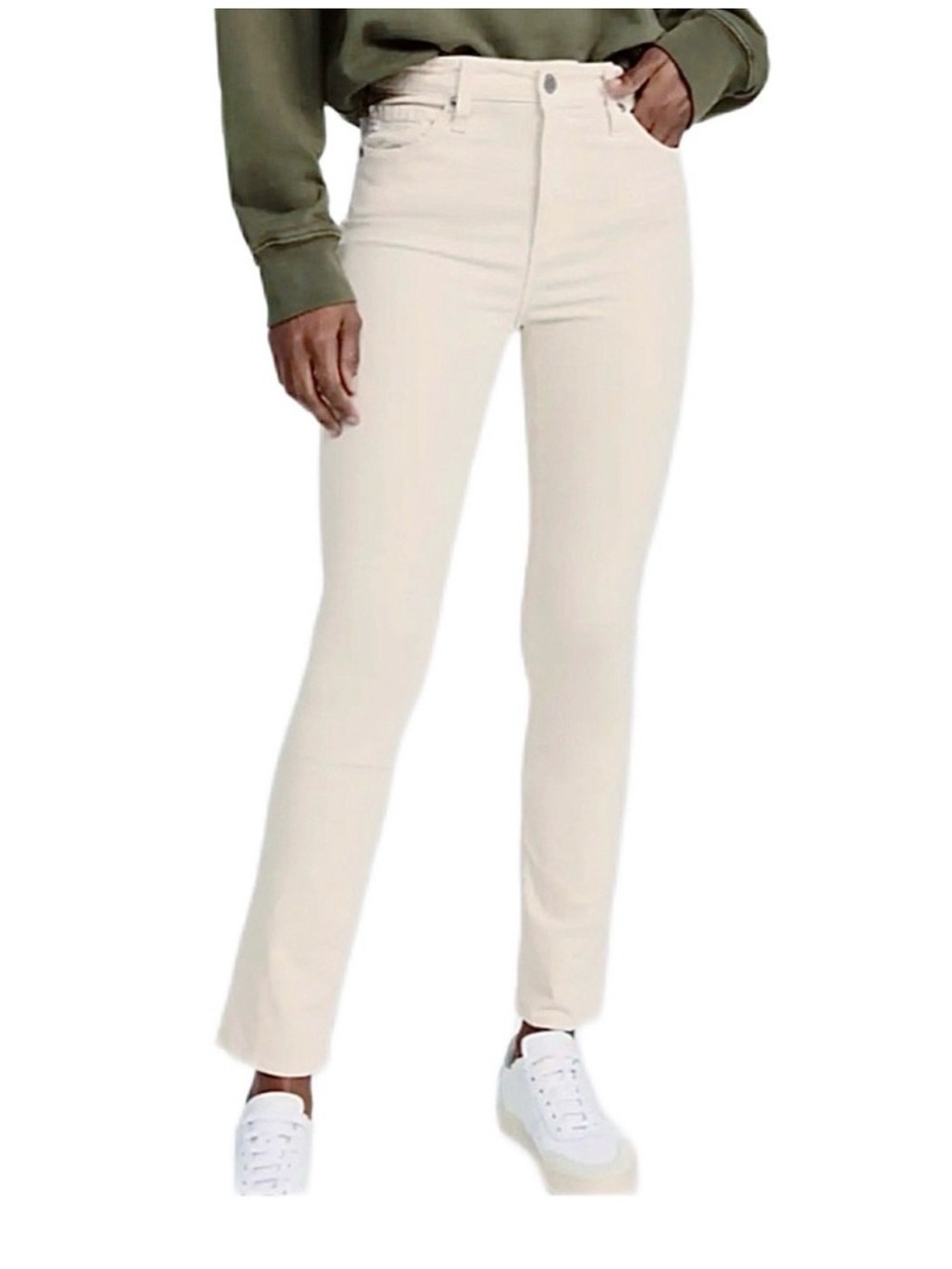 AG Ivory Off White Velvet Mari medium hight rise Slim Straight